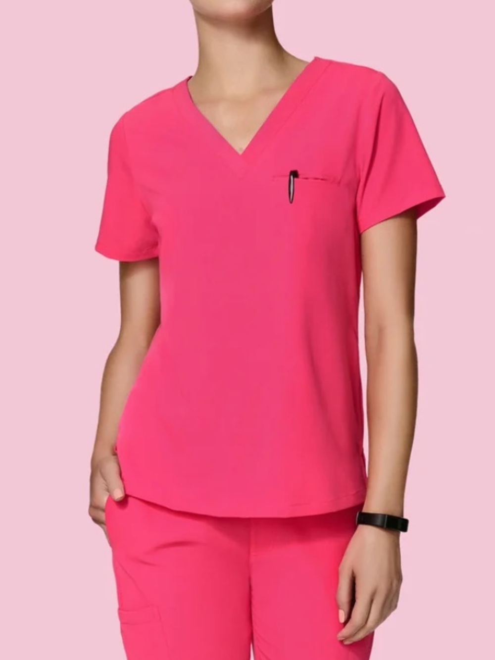 Mandala Scrubs One Pocket Top in limited edition Azalea (small)